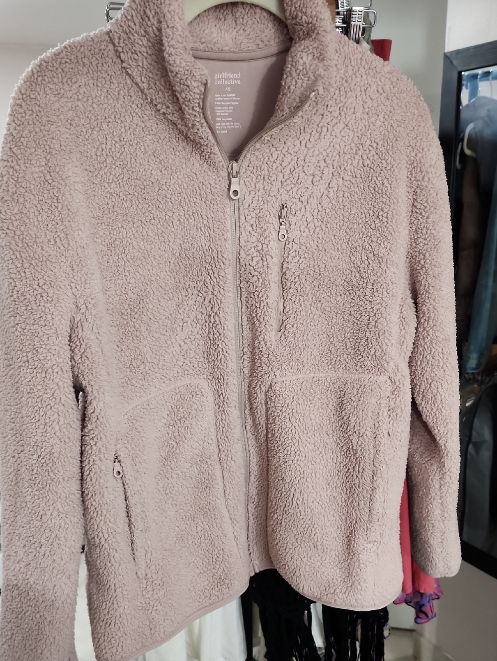 girlfriend collective Blush Teddy Sherpa Zip Jacket